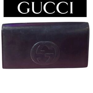 GUCCI Black Soho Patent Leather Enamel Long Bifold, GUC